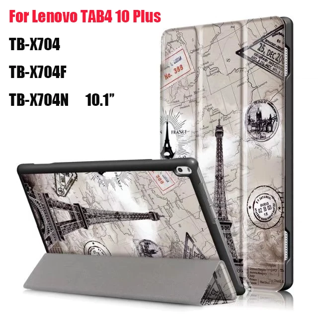 

For Lenovo TAB 4 10 Plus TB-X704N TB-X704F Tablet Ultra Thin Magnet Smart Print PU Leather Cover Case with Auto Wake/Sleep+stylu