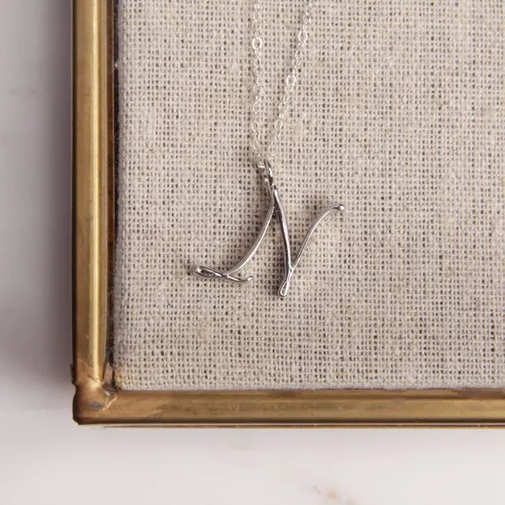 Beli 10 Pcs Cursive Script Awal N Surat Kalung Monogram Huruf N Nama Surat Kalung untuk Hadiah Pribadi Perhiasan