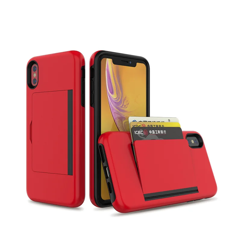 Деловой чехол ярких цветов для iPhone X, XS, 7, 8 Plus, XS MAX, 6, чехол с откидной крышкой и отделениями для карт, чехол для iPhone XR, 7, 7+, 6, 6 S, X 10, Fundas - Цвет: Red