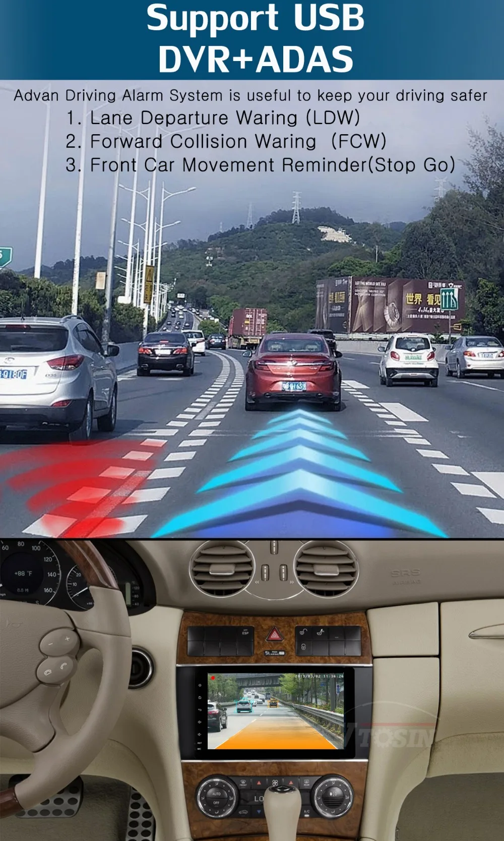 Best 8" IPS 8 Core 4GB RAM+64GB ROM Android 9.0 Car Radio Player GPS For Mercedes-Benz W203 CLC W467 DSP CarPlay Parrot BT Adas 6