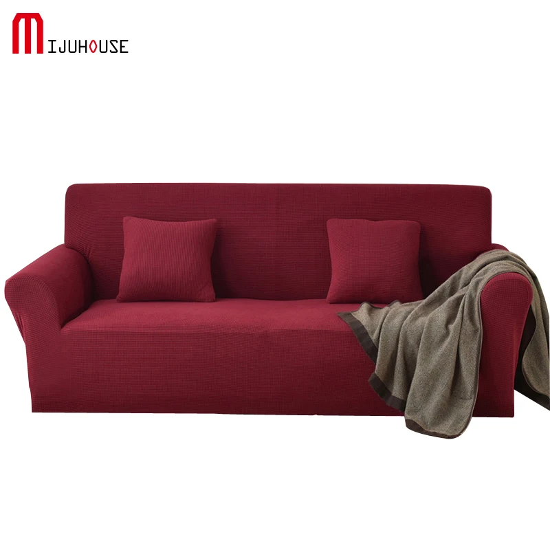 

Pure Color Stretch Sofa Cover All-Inclusive Fleece Knitted Fabric Sofacover Color Washable High Quality Sofa Set 1 Piece