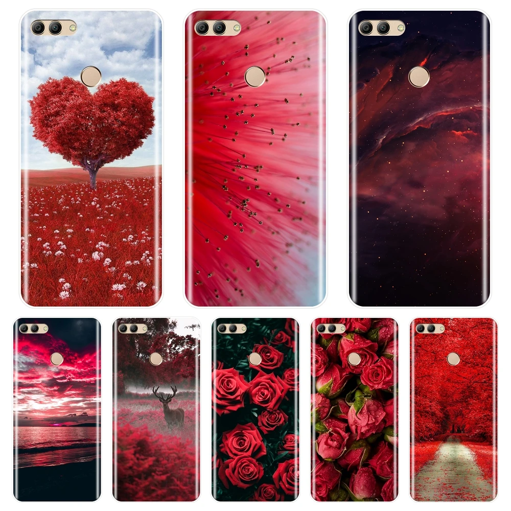 

Back Cover For Huawei Y5 Y6 Y7 Prime 2018 Y9 2019 Silicone Soft Red Heart Rose Sky Phone Case For Huawei Y3 Y5 Y6 Y7 2017 II Pro