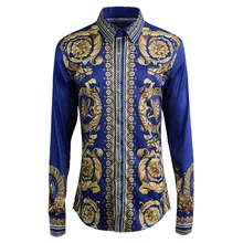 New arrival men's Flower Shirts Print blue Style Fashion Casual long Sleeve full formal high quality plus size M- XL 2XL 3XL 4XL