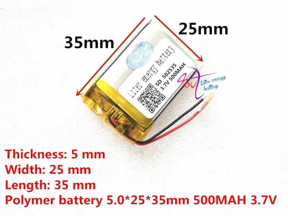 3,7 V литий-полимерный аккумулятор 052535 502535 MP4 MP5 DIY подарки/игрушки 500MAH