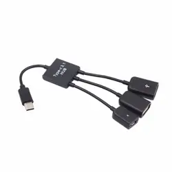 OTG usb type-C Соединительный кабель Spliter 3 порта микро зарядное устройство черз порт usb OTG концентратор кабель для смартфона компьютер планшет ПК