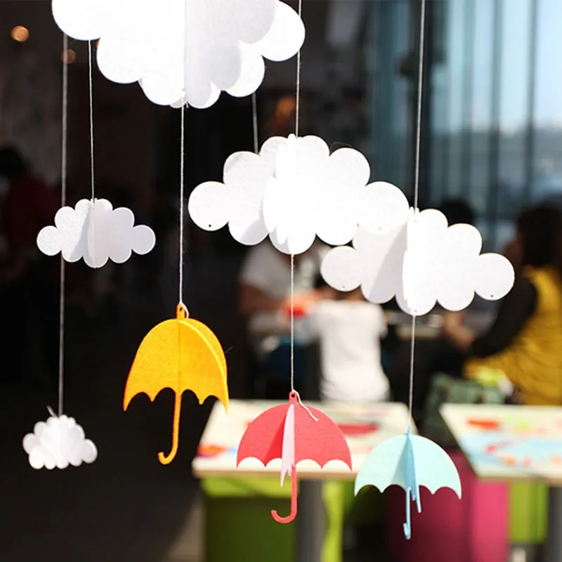 

Cloud Droplets Umbrella /Hanging Felt Cloth Umbrella For Room Window Decor/Kids Boys Girls Wedding Party Accessories