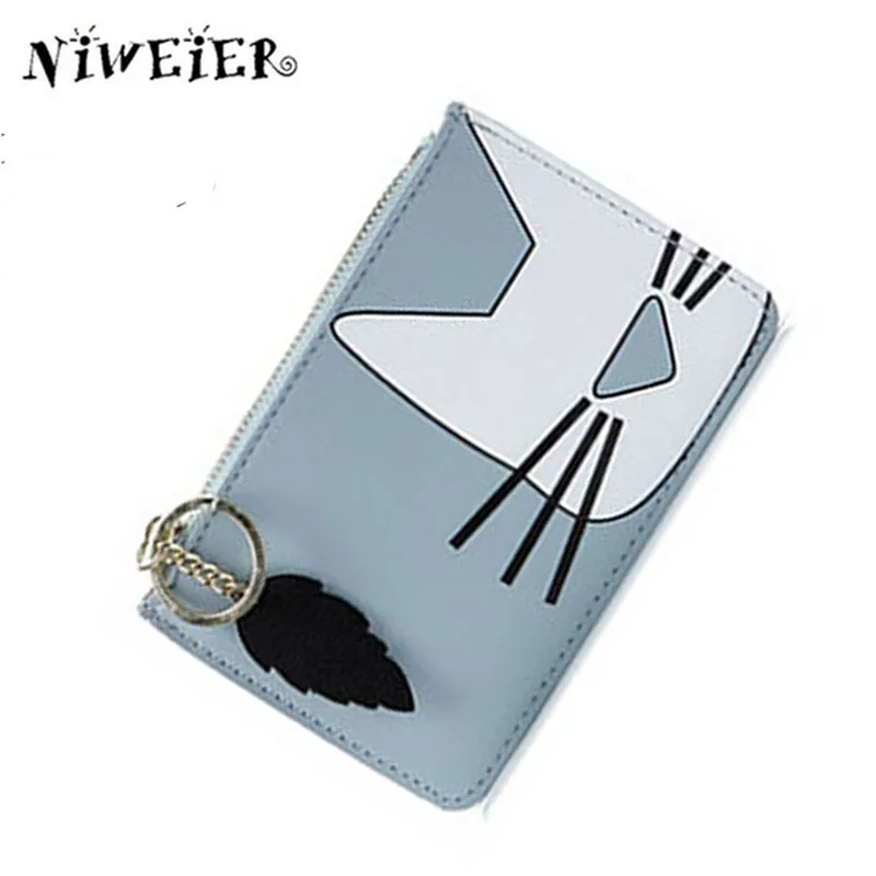 

JULICXYJ New Cute Cat Coin Purse Fresh Delicate Women Girl Teenager Kid Mini Clutch Wallet With Key Chain Card Bag Bolsas Mujer