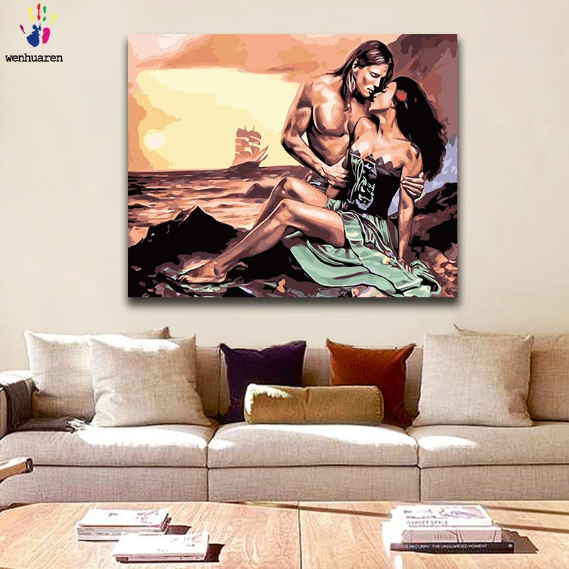 

Diy paint by numbers picture painting by numbers with kits Hugging men and women Lovers love Handmade Filling and coloring gift