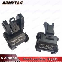 Трой Металл Железо V-shape передние прицелы и прицелы складные обратно Пикатинни поручни