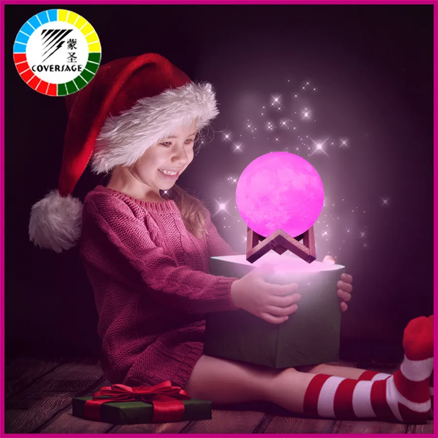 Coversage Led 3D печать Луны ночник 16 Цвета Перезаряжаемые USB удаленного лампы Luna
