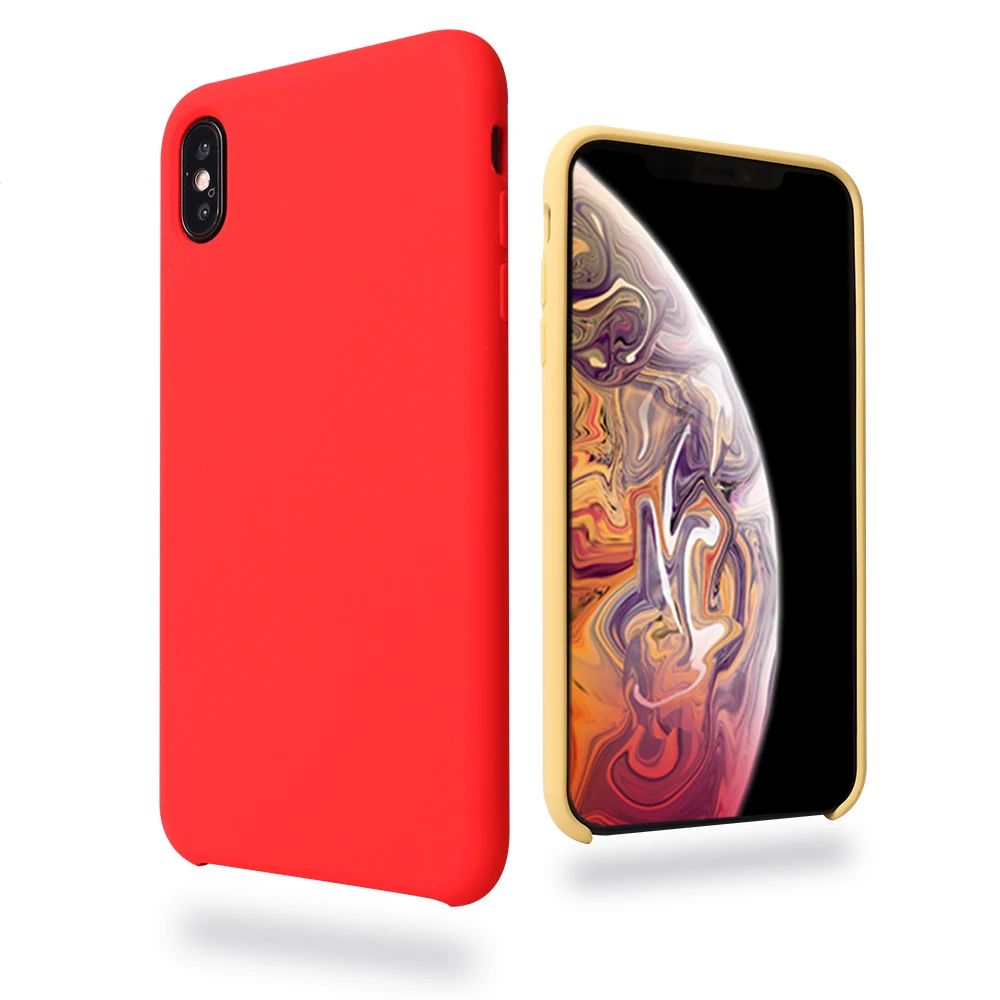 

Ikase Store Red Color Liquid Silicone Case for iPhone Xs X 8 7 6 6s Plus Pink Mobile Phone Rubber Cover Case For iPhone