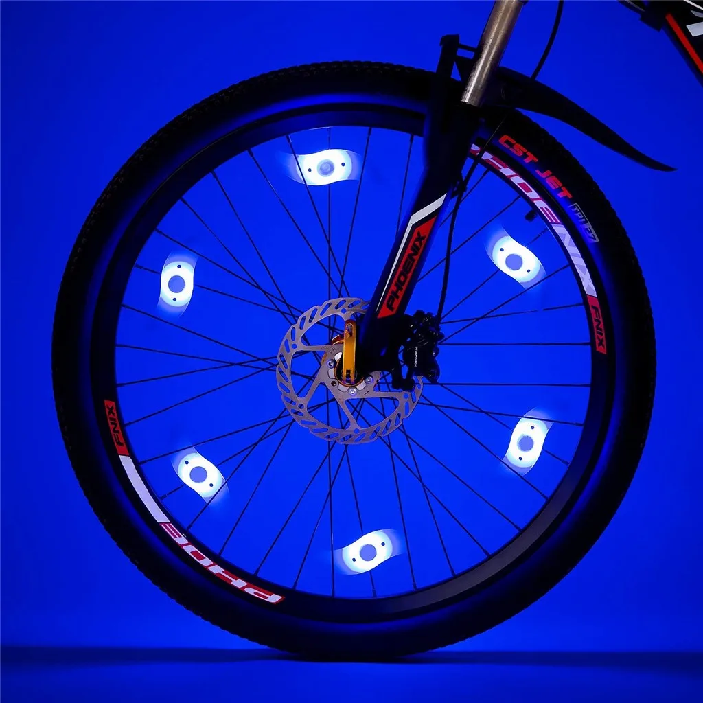 6 шт. ночная прогулка, огни, автомобильные велосипедные колеса, колесный бандаж, светодиодный светильник, светящиеся колпачки на колесах, велосипедный сигнал, Велосипедный свет# P - Цвет: Синий