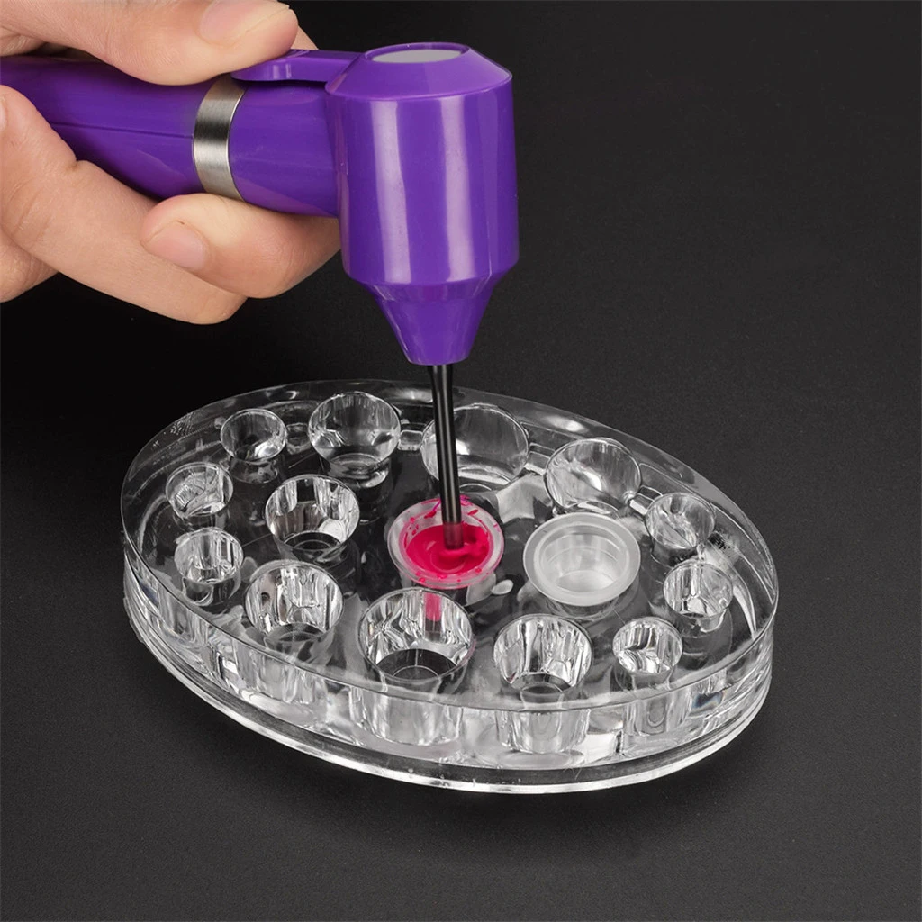 Perfeclan Tattoo Electric Ink Pigment Mixer Machine Stirring Sticks Ink Cap Holder Set - Purple