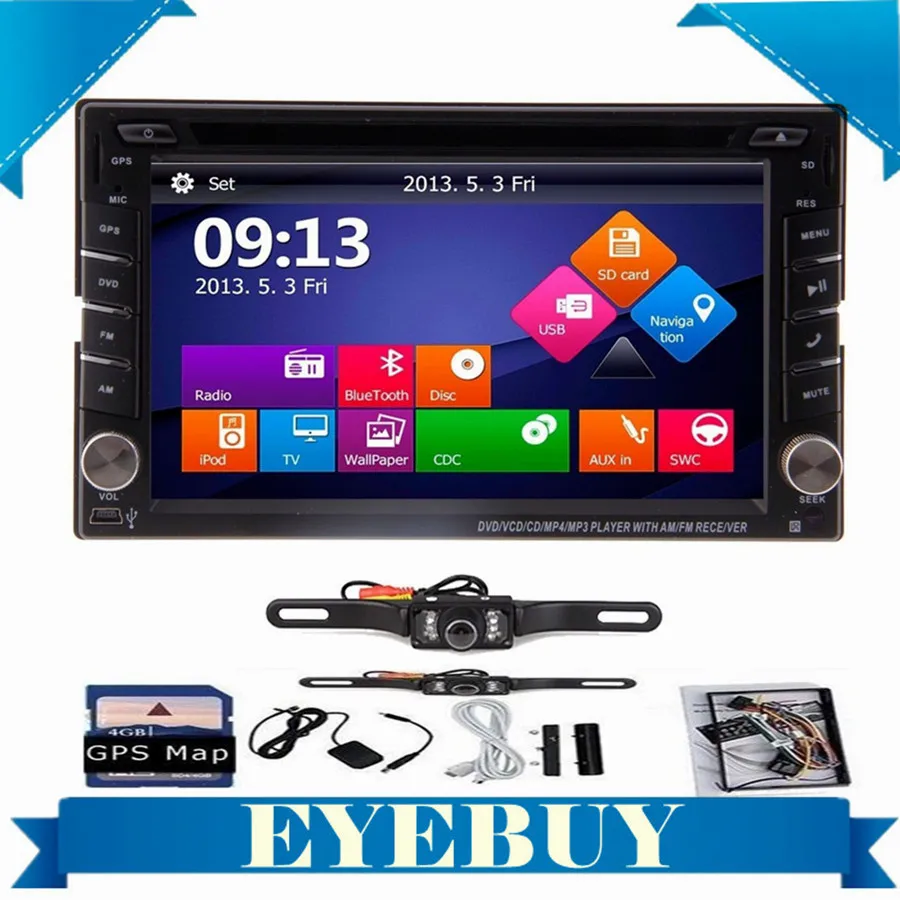 2 din 6 2 Touch Car Auto DVD GPS Navigation player Stereo Radio GPS Bluetooth tv