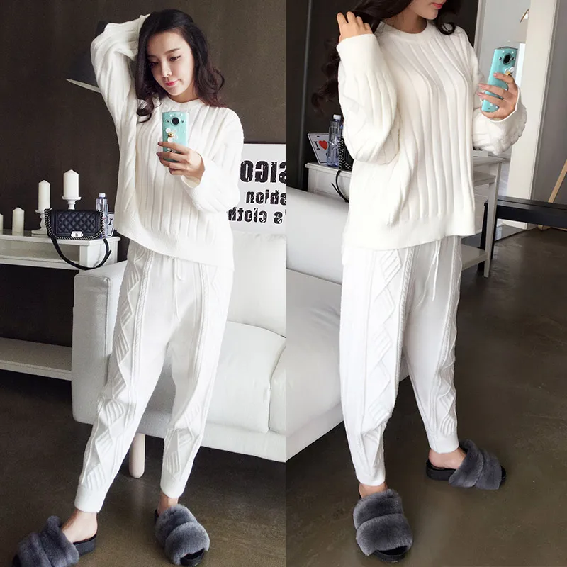 

Harem Pants Women Pants Top New None 2022 Autumn And Winter Cotton Acrylic Knitting Thread Was Thin Harem Nine Knit Ninth Flat