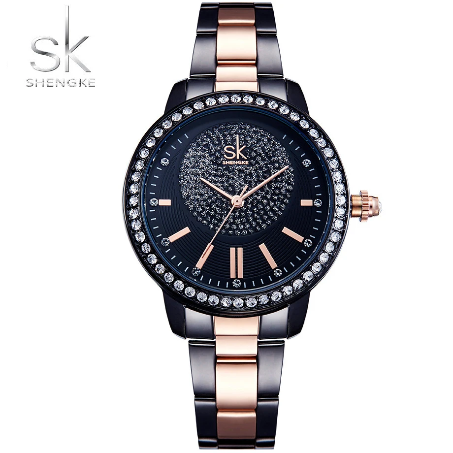 

SK Watch Women Quartz Steel Watches Ladies Top Brand Crystal Luxury Rose Gold Female Wrist Watch Girl Clock Relogio Feminino
