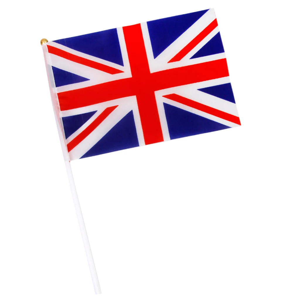 Union Jack Flag England Great Britain British with Poles 12Pcs Festival Supply