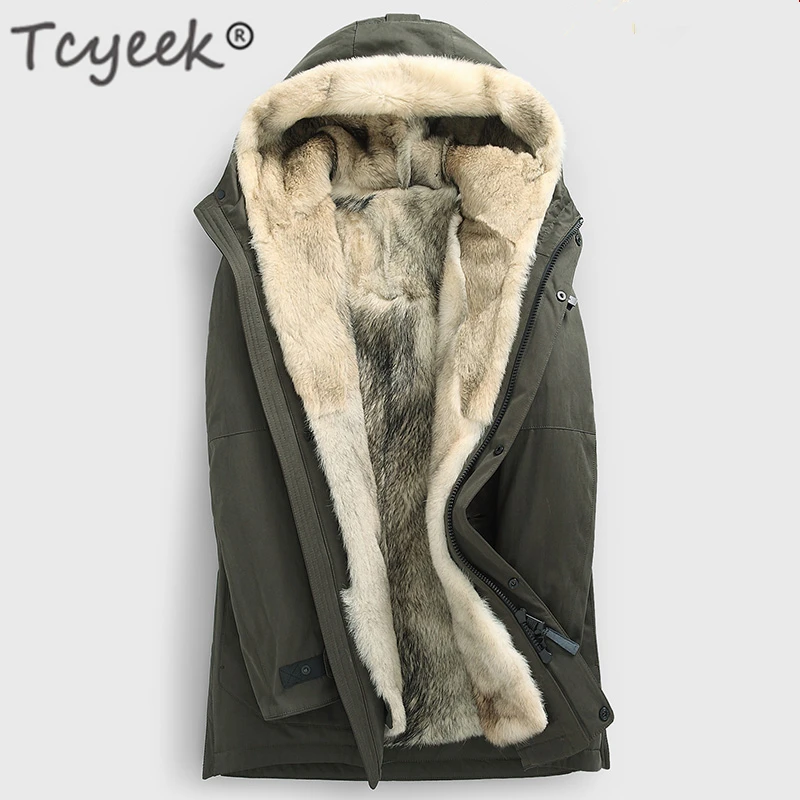 Tcyeek, зимняя куртка, Мужская одежда, 2019, корейский стиль, натуральный мех, пальто для мужчин, модная, толстая, Волчья шерсть, подкладка, Casaco