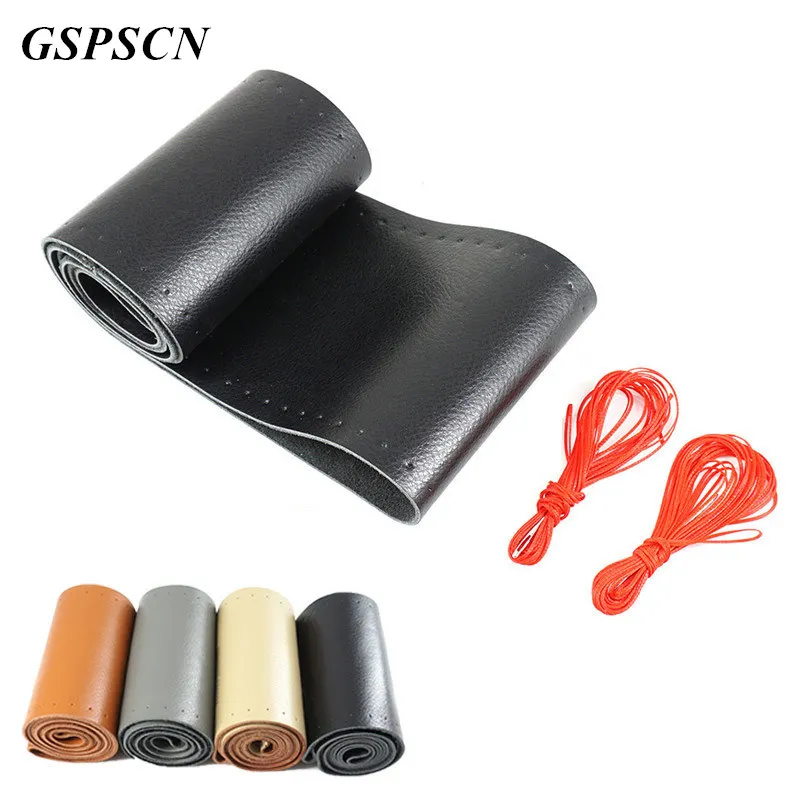 GSPSCN DIY Car Steering Wheel Cover Thicken Genuine Leather Cowhide Braid With 2 Needles and 2 Thread Black/Gray/Brown/Beige GSPSCN DIY Car Steering Wheel Cover Thicken Genuine Leather Cowhide Braid With 2 Needles and 2 Thread Black/Gray/Brown/Beige