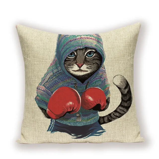 Cat Cushion Covers Cute Animal Decorative Pillow Covers Woven Handmade
