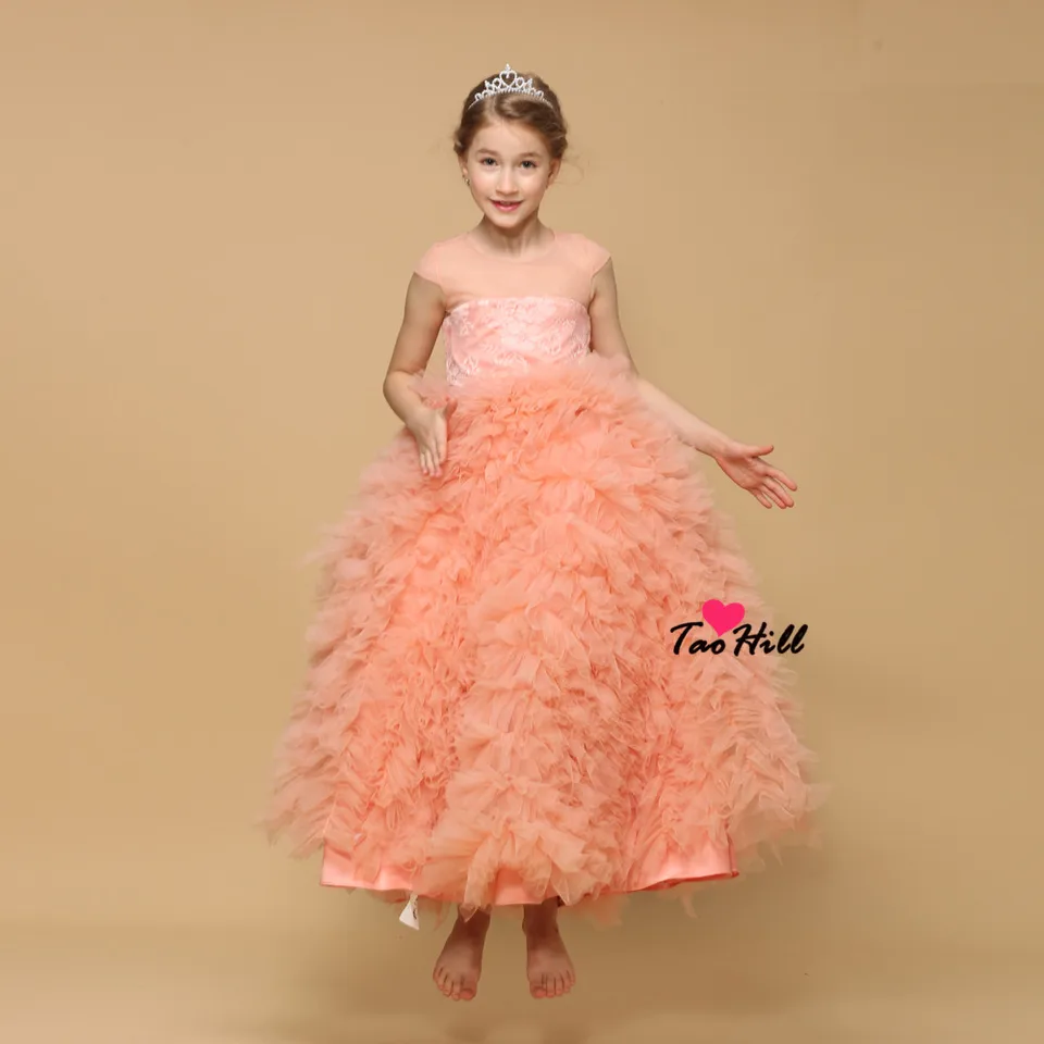 light orange flower girl dresses