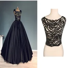 1 шт черный вышитый бисером аппликация нашивки с марлей для DIY свадебное платье и вечернее платье верхняя часть тела платье украшение