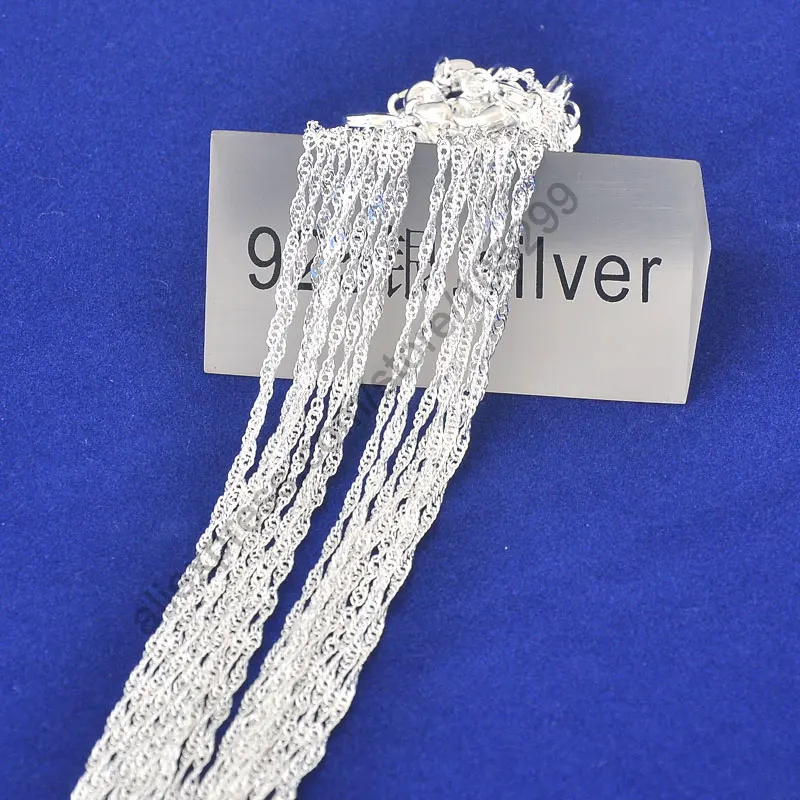 Hot Wholesale 10Pcs Chain 16"  Jewelry SingaporeWater Wave Necklace Chains Lobster Clasps