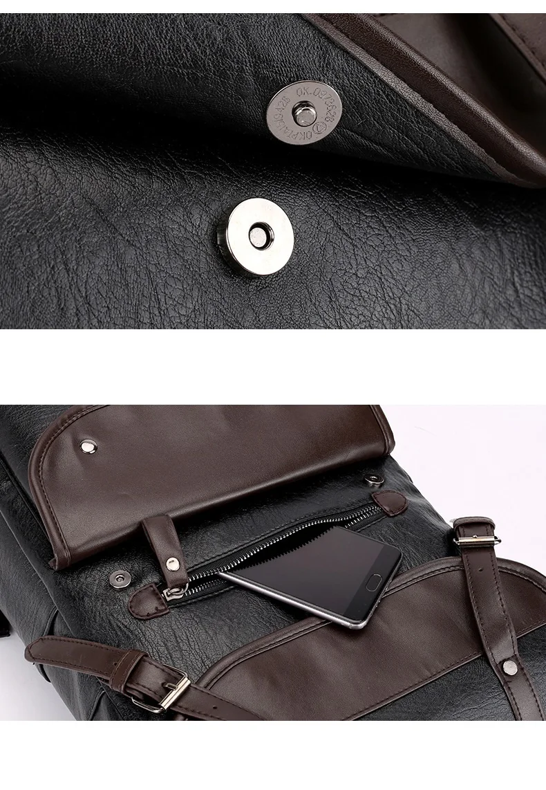 Рюкзак для ноутбука из искусственной кожи 17,3, 17 дюймов, мужской большой водонепроницаемый винтажный рюкзак, черный, коричневый кожаный мужской рюкзак
