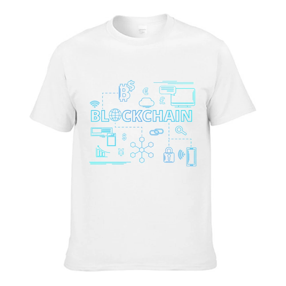 2018 New Arrivals Daft Bitcoin Blockchain Cryptocurrency Male Print Mens T Shirts Fashion Custom Graphic Tees Man Tshirt