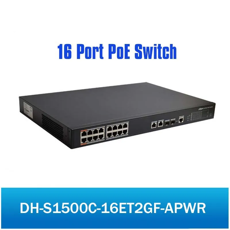 

DH 16 Ports POE Switch Standard AC100-240V for Security cameras and CCTV ip system DH-S1500C-16ET2GF-APWR