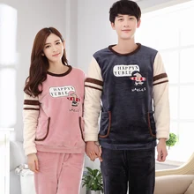 Новые зимние толстые теплые фланелевые пижамные комплекты высокого качества с милым рисунком, удобные мягкие флисовые пижамы кораллового цвета для влюбленных