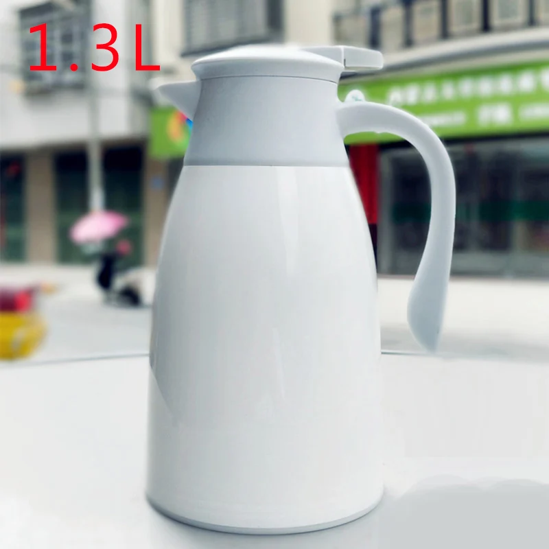 Мультфильм Сова вакуумная стеклянная подкладка фляги чайник термосы изолированные горячей воды чай кофе горшок бутылка пластик Европейский стиль домашний бар - Цвет: White-1.3L
