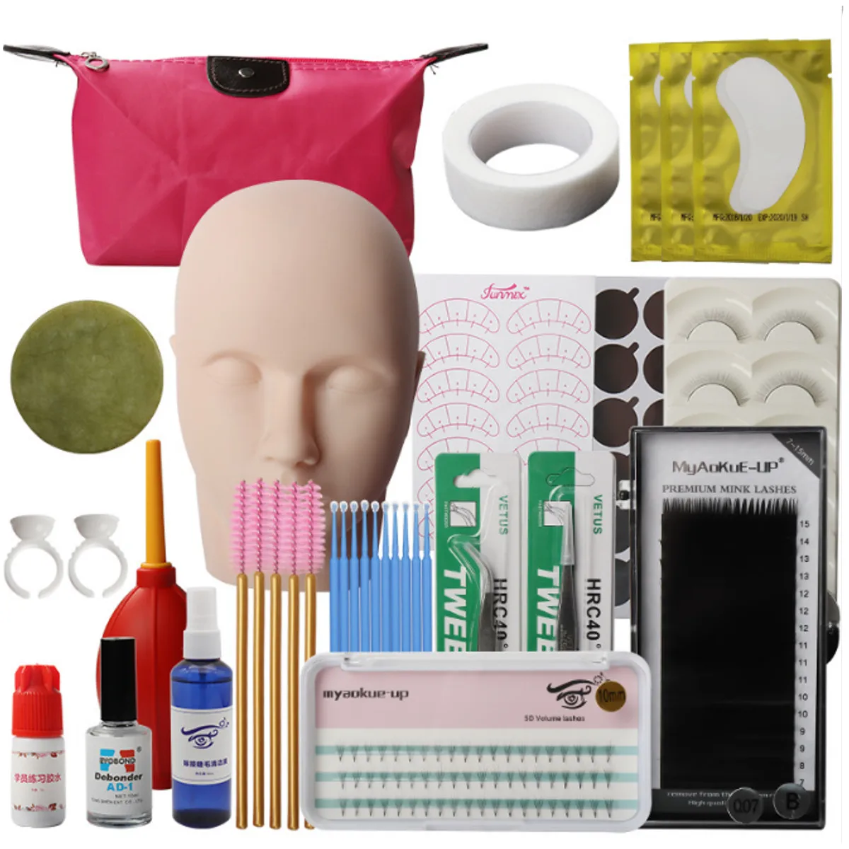 

Eyelash Extensions Tool Kit Eyelashes Semi Permanent Make Up Individual False Lash Curl Glue Tweezer Practice Graft Lashes Kit