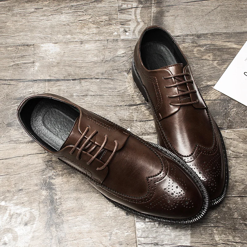 DESAI/брендовые новые модные кожаные мужские туфли-оксфорды обувь из воловьей кожи с перфорацией в стиле ретро мужские повседневные деловые модельные туфли большие размеры 38-44