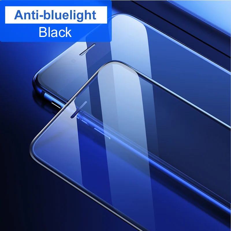 Baseus 0,3 мм пыленепроницаемый протектор экрана из закаленного стекла для iPhone 8 7 6 6s S Plus 7Plus 8Plus полное покрытие Защитная стеклянная пленка - Цвет: Anti-blue Black