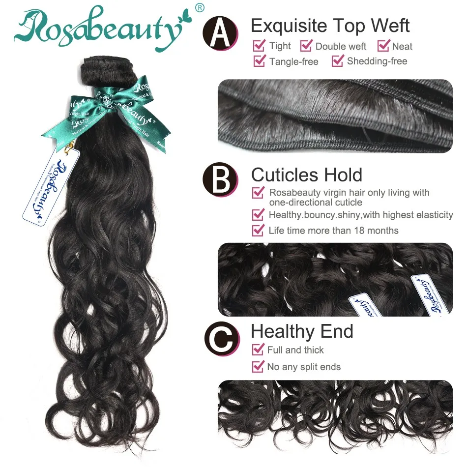 Продукты для волос rosabeauty 8A индийские волнистые пучки натуральные бесплатная