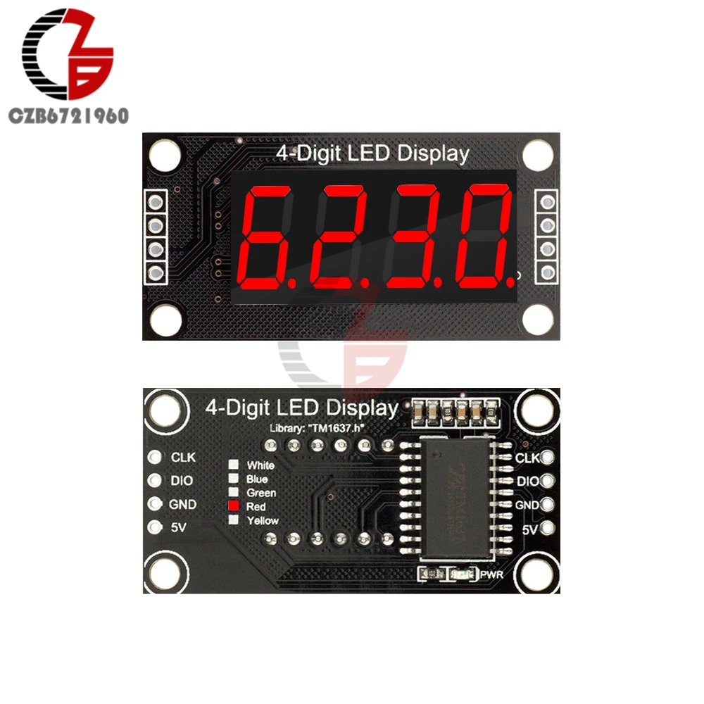 0,36 дюймов 4-значный 7-сегментный светодиодный Дисплей трубка TM1637 модуль 0,3" 4-разрядный красный зеленый цвет желтый, синий; размеры 34–43 Белый светодиодный Цвет для Arduino