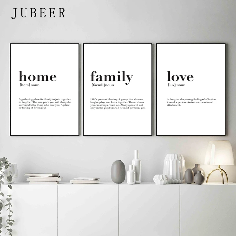 В скандинавском стиле Семейные настенные художественные плакаты с любовью и набор отпечатков из 3 принтов минималистское полотно для гостиной домашний декор