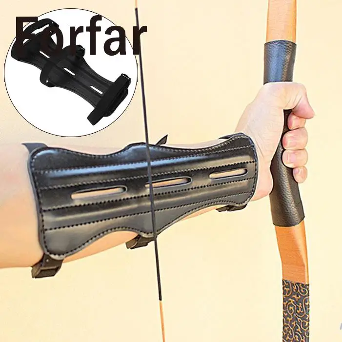 

Leather 3 Strap Target Archery Arm Guard Safety Protection Gear Outdoor Hunting