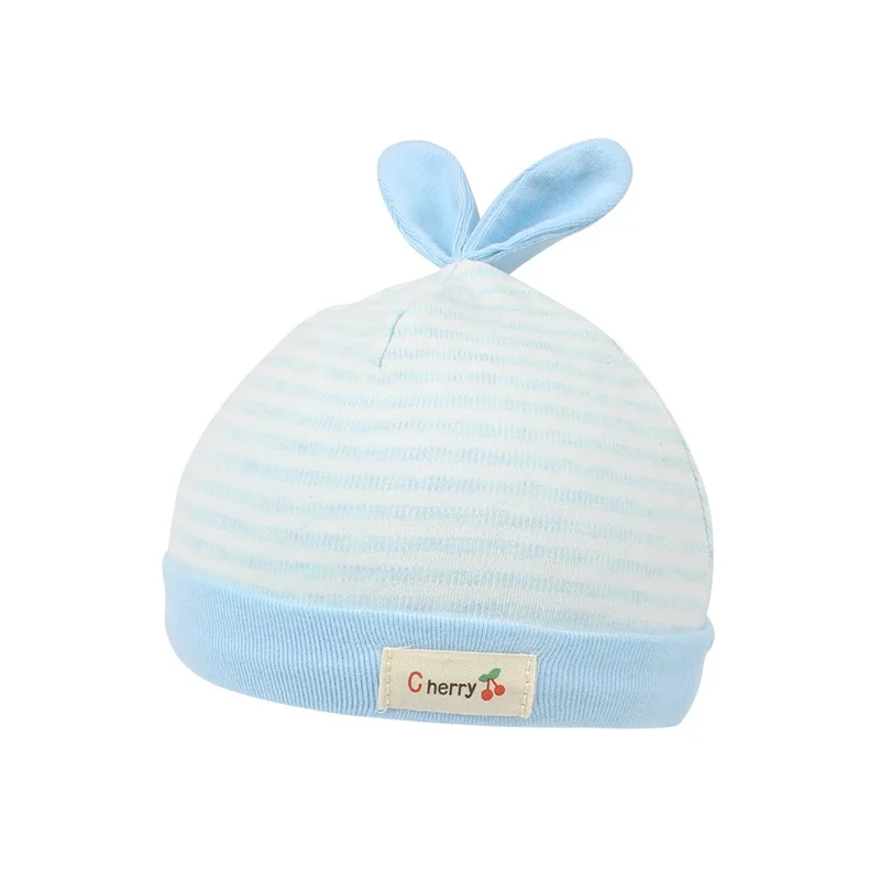 Cotton Striped Newborn Baby Hat Rabbit Ears Infant Tire Hat Baby Boys Girls Beanie Hat Soft Cute Hat Spring Baby Boys Clothing (6)