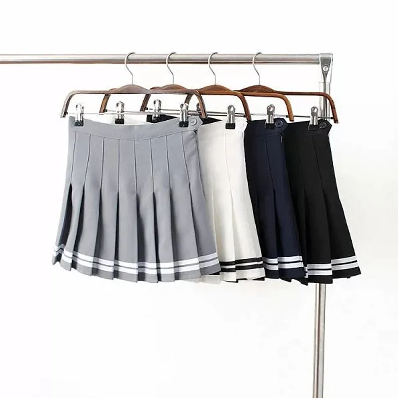 

2016 High Waist Girls Skirt Navy pleated schoolgirls skirt uniforms cos macarons waist pleated skirt multicolor female