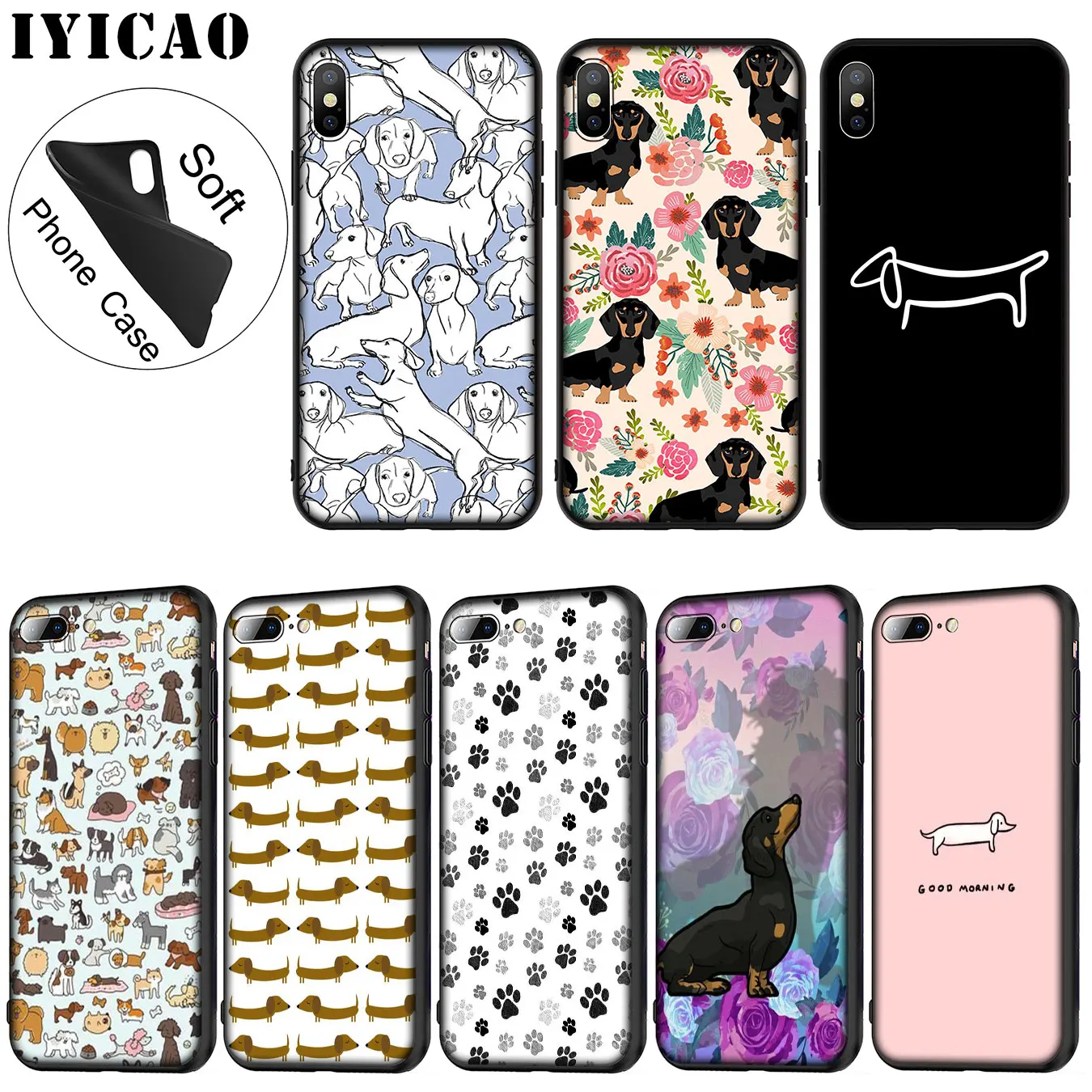 IYICAO животные милые собаки такса Мягкий силиконовый чехол для телефона iPhone XR X XS 11