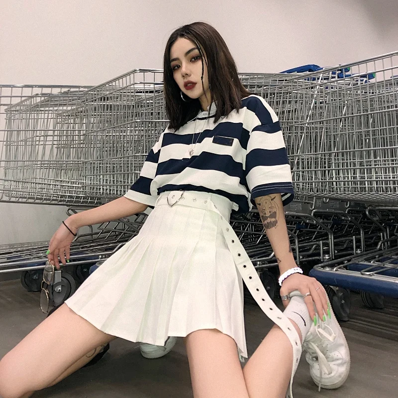 

Gothic Lolita Petticoat Underskirt Saias Femininas New preppy style skirt kawaii high waist pleated skirt send heart ring belt