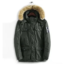 Зимние Плотные пуховики теплая куртка Для мужчин Высококачественная брендовая одежда парка пальто с капюшоном меховой воротник ветрозащитная верхняя одежда пальто мужской дропшиппинг