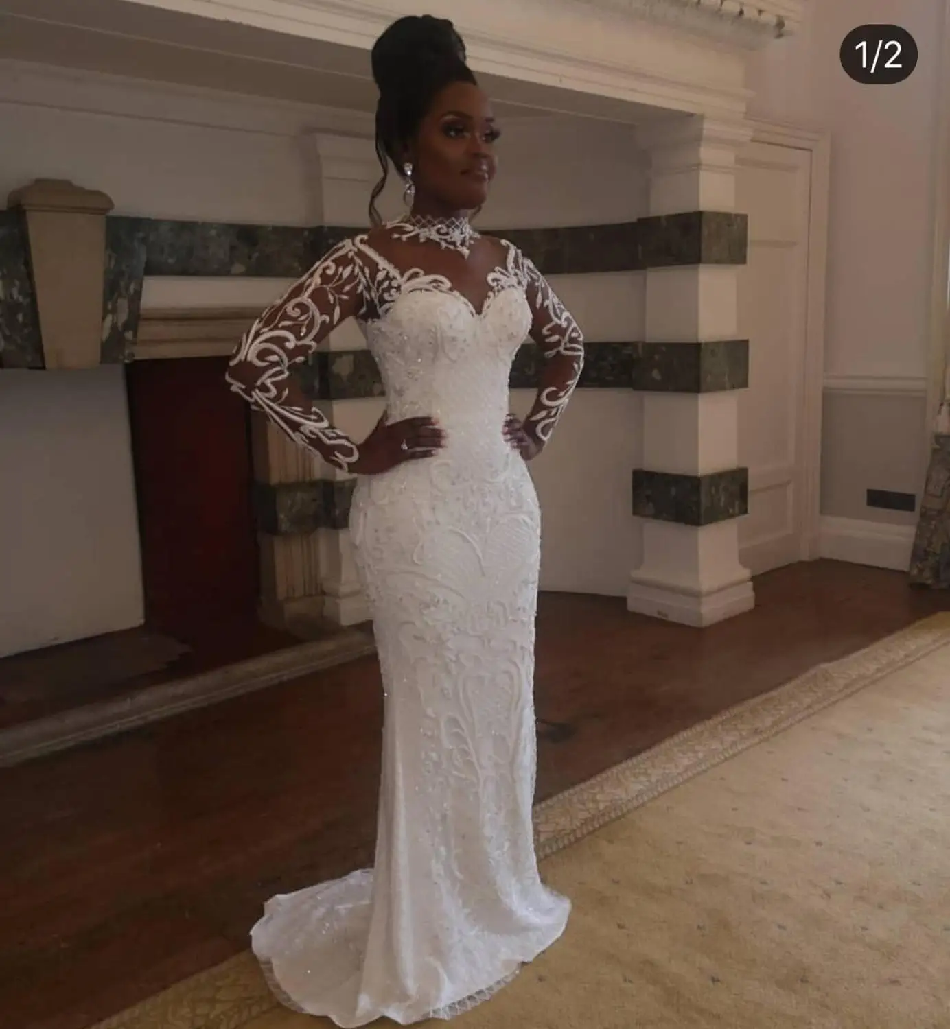 

2019 Eslieb wedding gown mermaid with deadings crystal