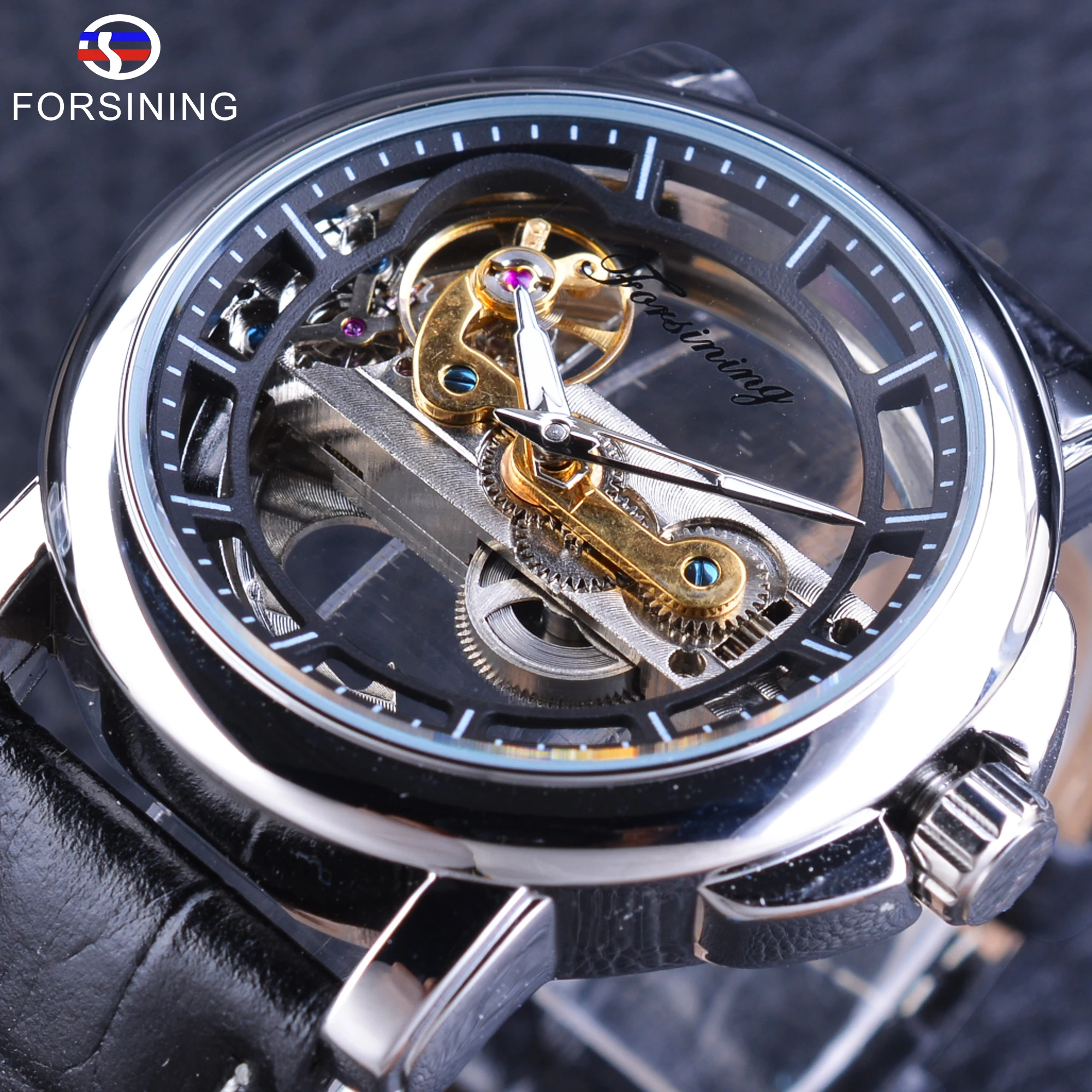 Forsining Мужские механические часы с автоматической обмоткой водонепроницаемые часы мужские псевдо антикварные часы из натуральной кожи