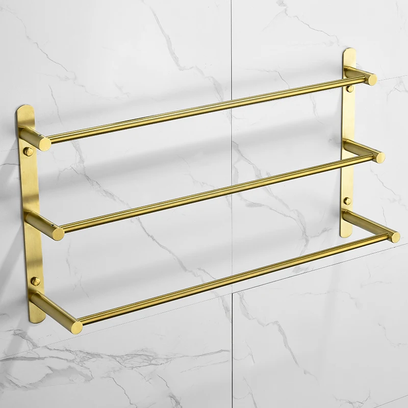 Storage Rack Series Organizer 2Layer Gold Hotel Towel Shelf with Towel Bar Bathroom Accessories