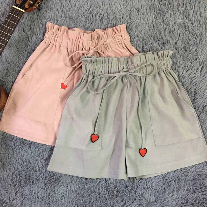 Korean Ulzzang Female Shorts Japanese Harajuku Fashion Heart Vinatge