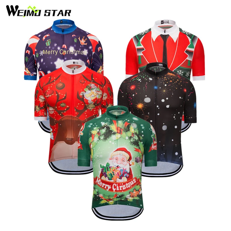 Weimostar Summer Cycling Jersey Short Sleeve Men Women Christmas Cycling  Clothing Outdoor Sport mtb Bicycle Clothes Bike Jersey