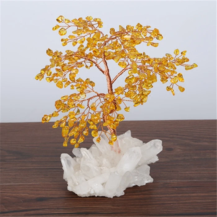 

Natural quartz crystal yellow crystal lucky tree white crystal tree cluster